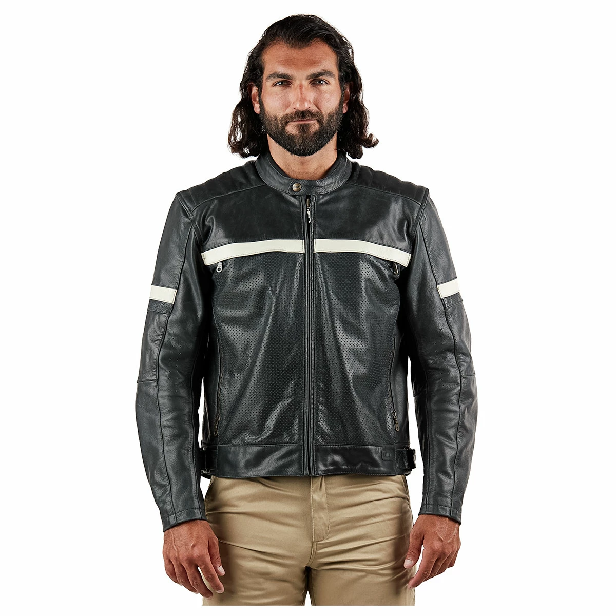 Bilt Men's Black/Cream Alder 2 Leather Jacket 5 Bilt Men's Black/Cream Alder 2 Leather Jacket - Image 3