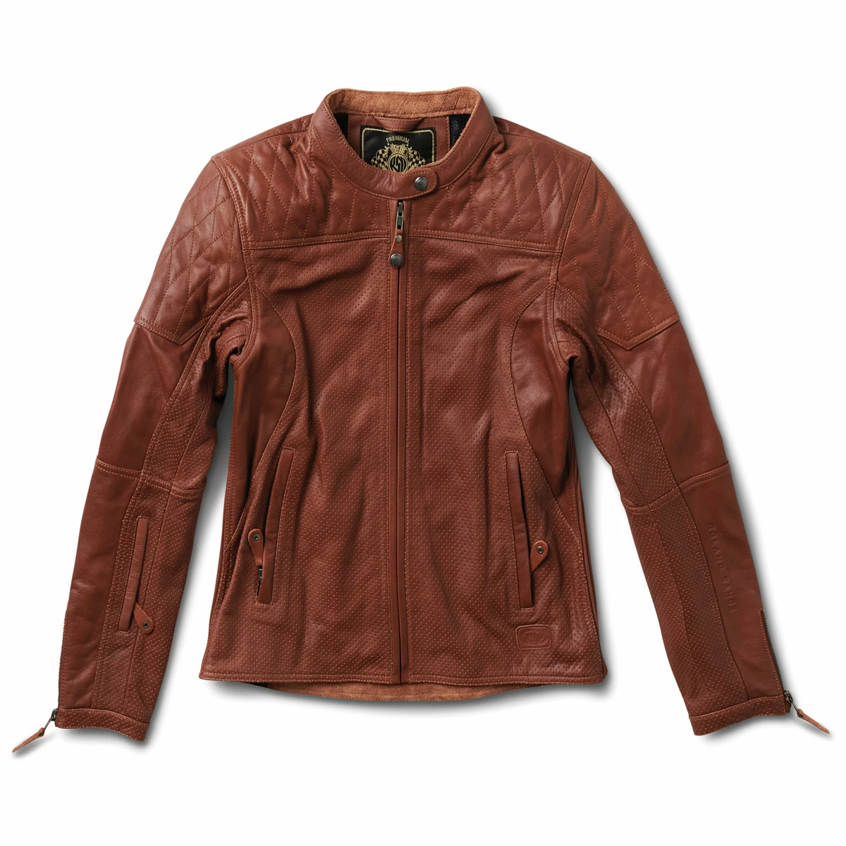 Roland Sands Design Women's Trinity Brown Perforated Leather Jacket 3 Roland Sands Design Women's Trinity Brown Perforated Leather Jacket