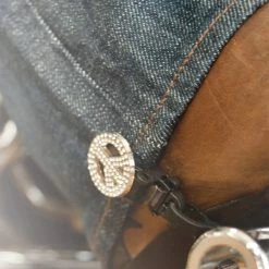 Biker Boot Straps Studded Peace 4" Boot Straps