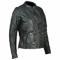 Vance Leathers Women's Lightweight Stitched Black Leather Jacket