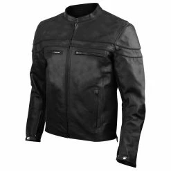 Vance Leathers Men's Racer Black Leather Jacket