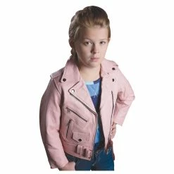 Allstate Leather Inc. Girl's Pink Cowhide Leather Motorcycle Jacket