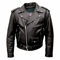 Allstate Leather Inc. Men's Black Buffalo Leather Motorcycle Jacket
