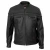 Interstate Leather Men's Rebel Black Leather Jacket -Outlet Jackets Store 742 496 A V1